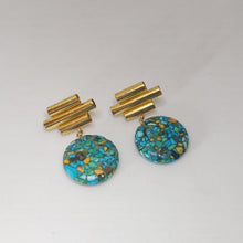 Load image into Gallery viewer, Turquoise Bar Earrings (Soha Ali Khan)