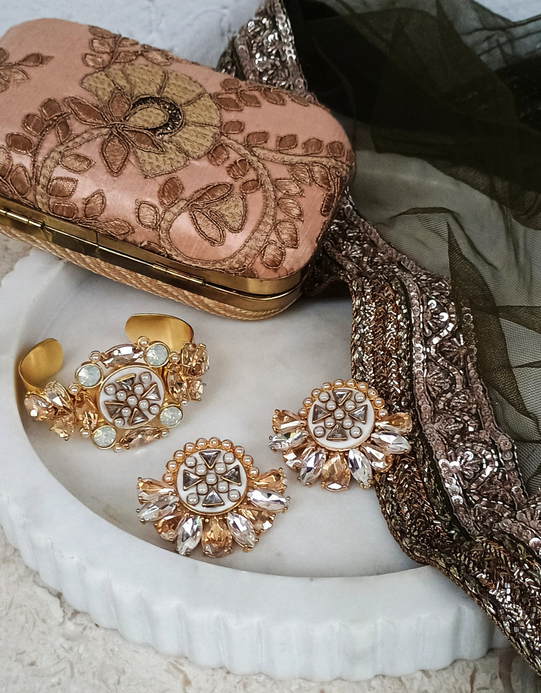 Empress Cuff + Floret Studs Mother of Pearl  Gift Set
