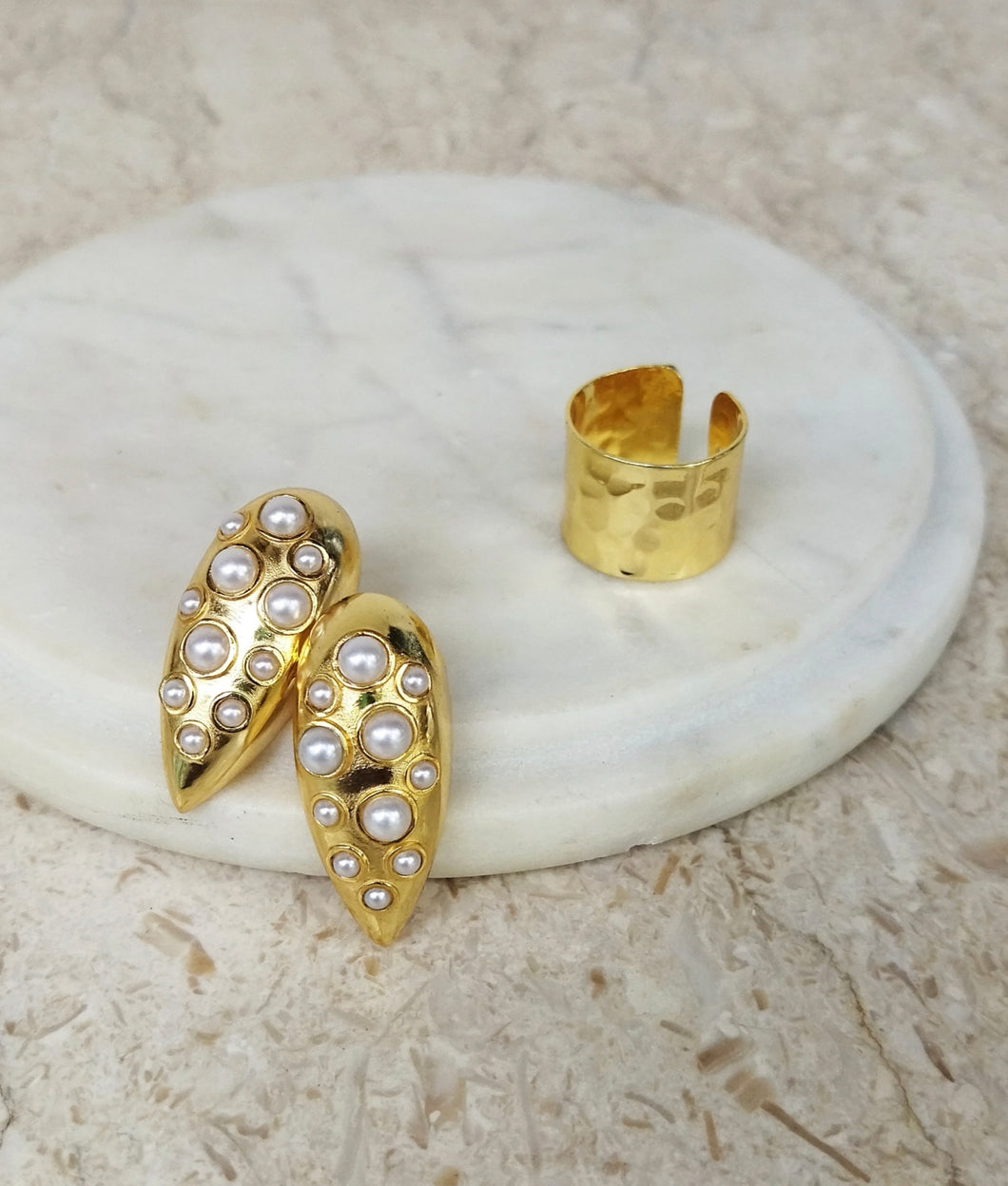 Amore Pearl Studs + Baro Ring